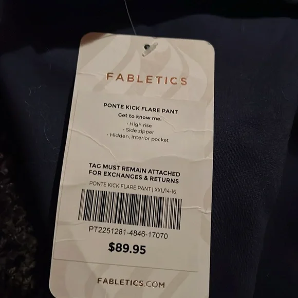 FABLETICS NWT NAVY BLUE BOOT CUT STYLE INVISIBLE SIDE ZIPPER SIZE XXL - Picture 5 of 5